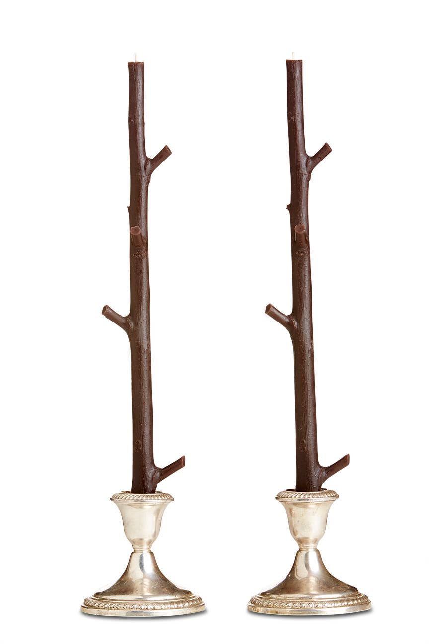 Stick Candles Maple / Pair: Dark Chocolate