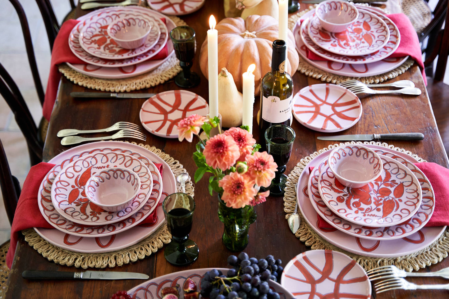 Amalfi Pasta Bowl Pink - 9.1" Diameter
