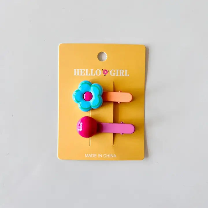 CHILDREN'S FLOWER ROUND BEAD HAIRPIN