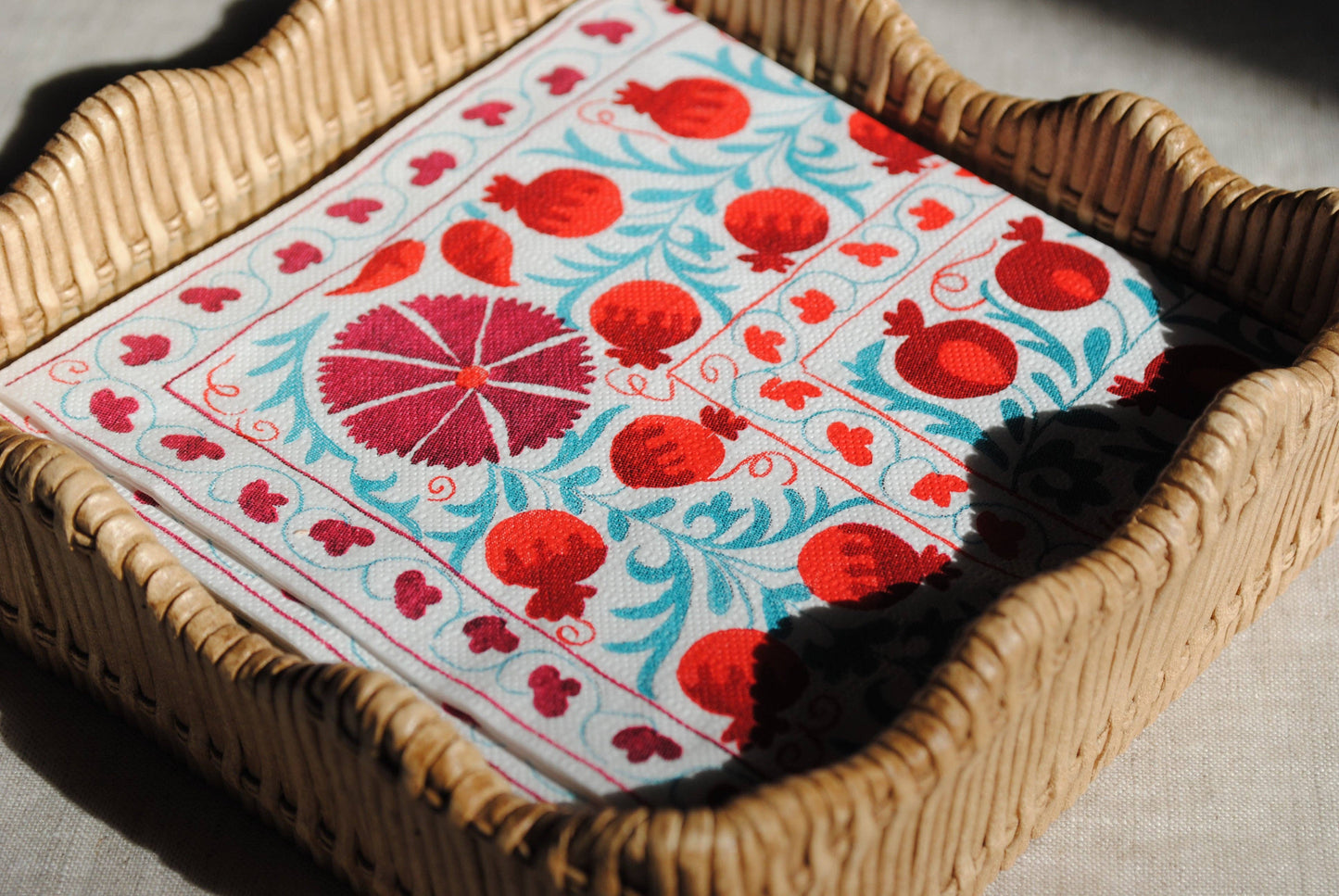 Block Print Pomegranates Cocktail Napkins