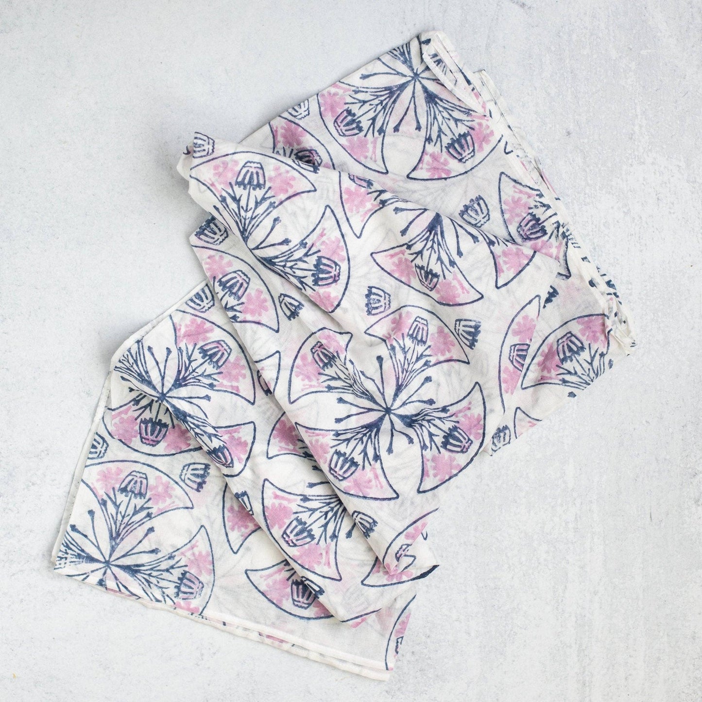 Sarong - Ivory Voile - Mosaic, Navy & Lilac