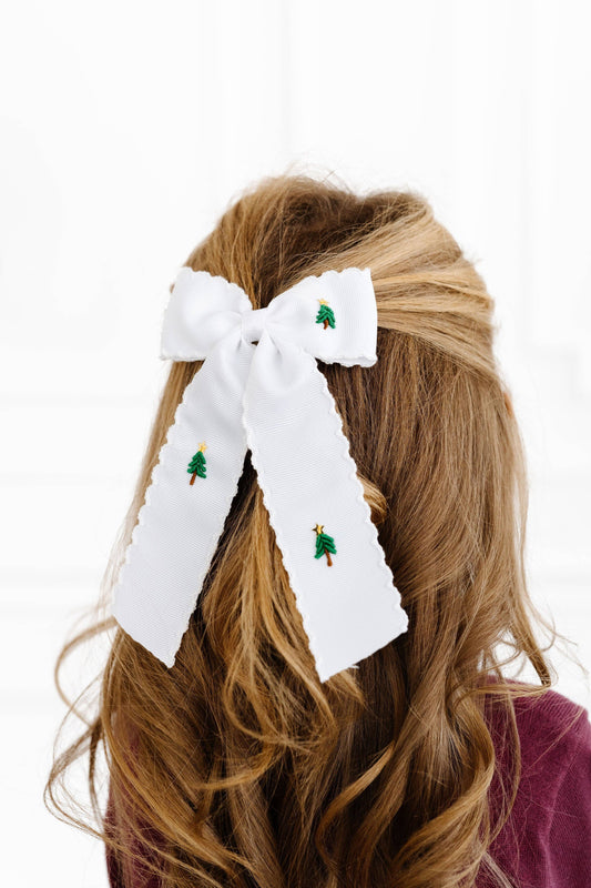 Bullion Christmas Tree Bow: White / Small