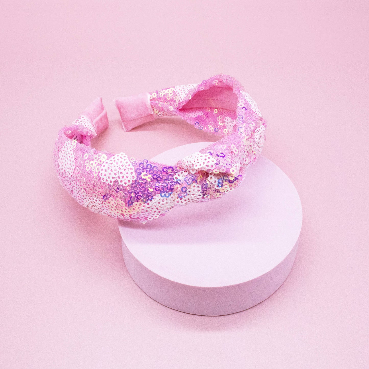 Pink Sequin Heart Headband