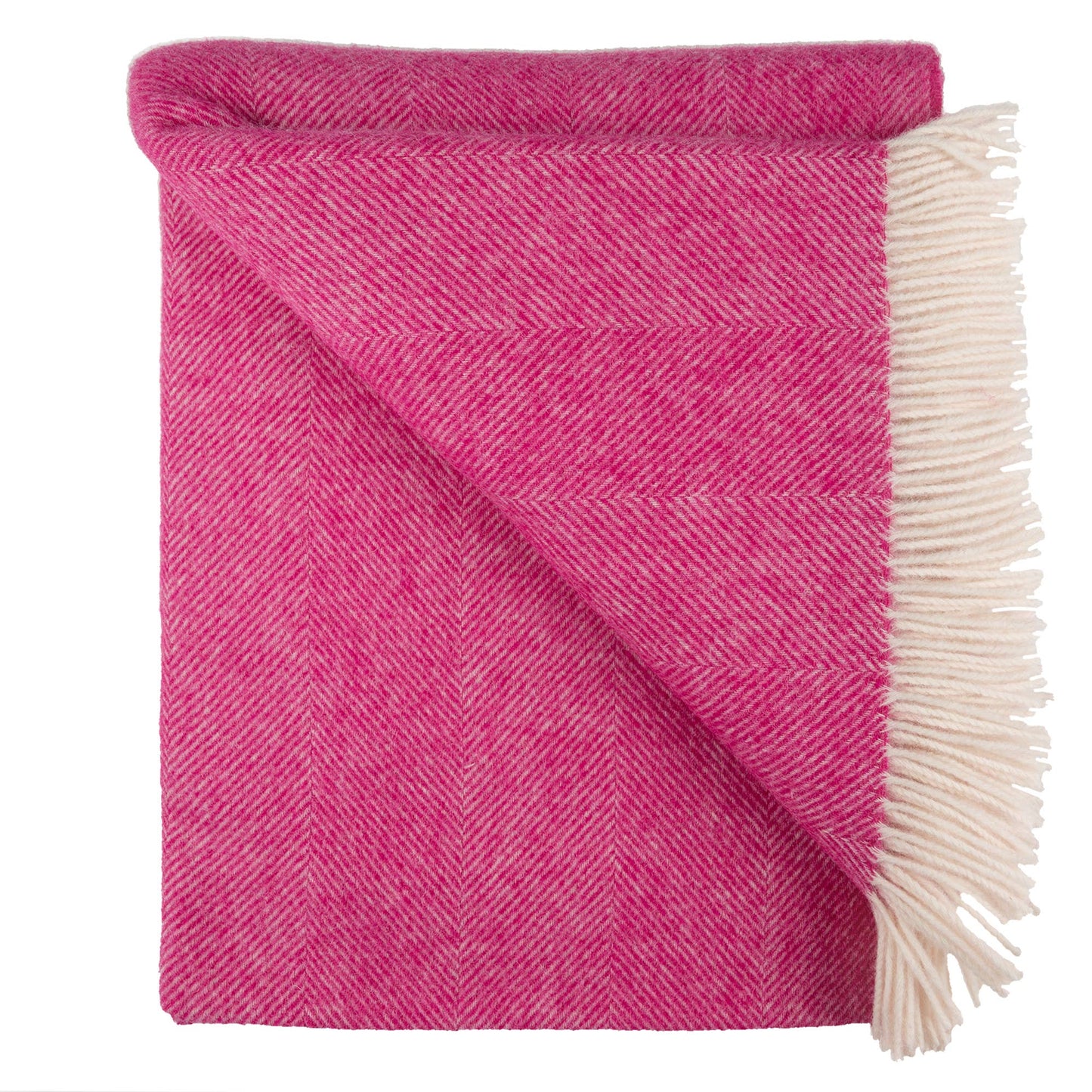 Southampton Home Wool Herringbone Throw ~ PINK ~