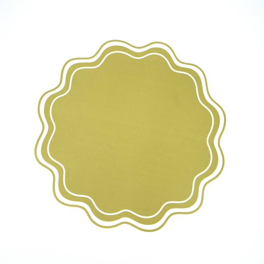 Green Wavy Scallop Paper Placemats