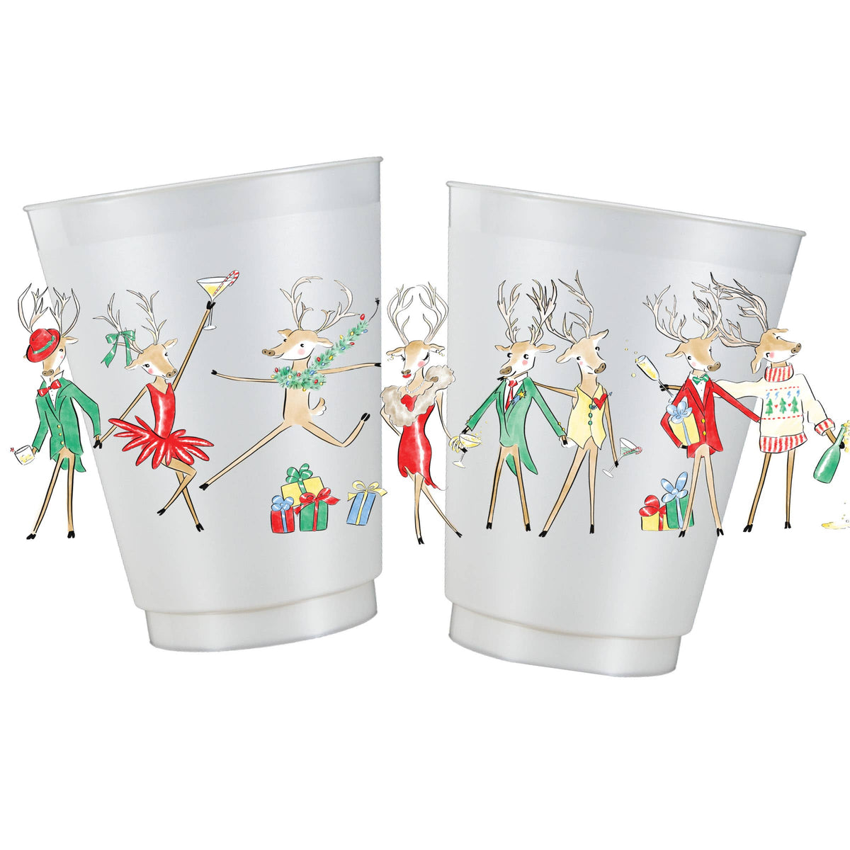 Reindeer Revelry Frosted Cups | Christmas Party Cups