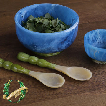 Resin Rio Large Bowl-Blue w/ Green Base