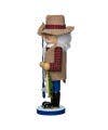12"WOODEN FISHING MAN NUTCRACKER