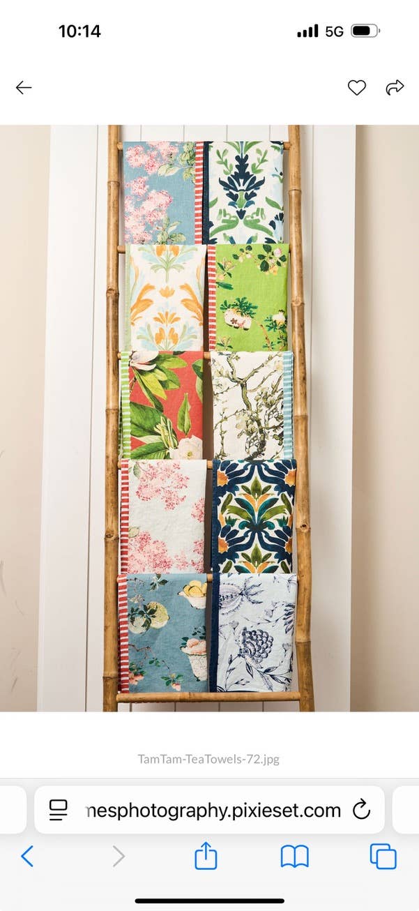 Preppy Damask - Orange & Green Tea Towel