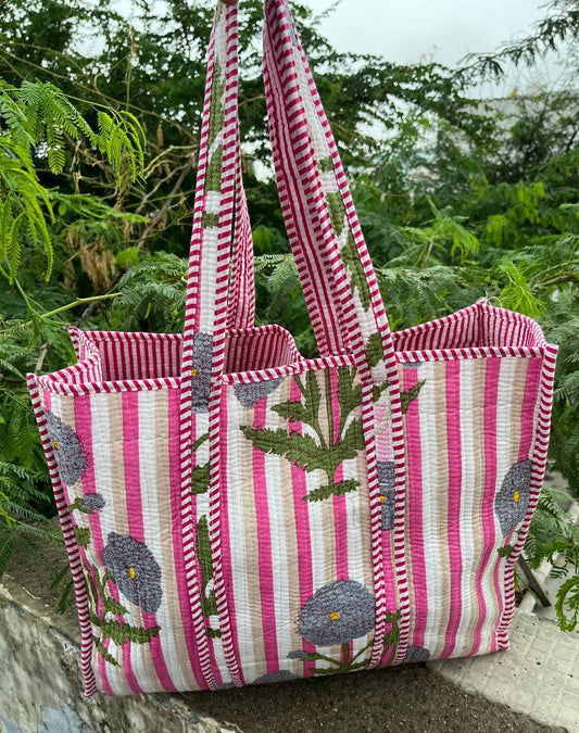 Quilted Hand Block Printed Bag