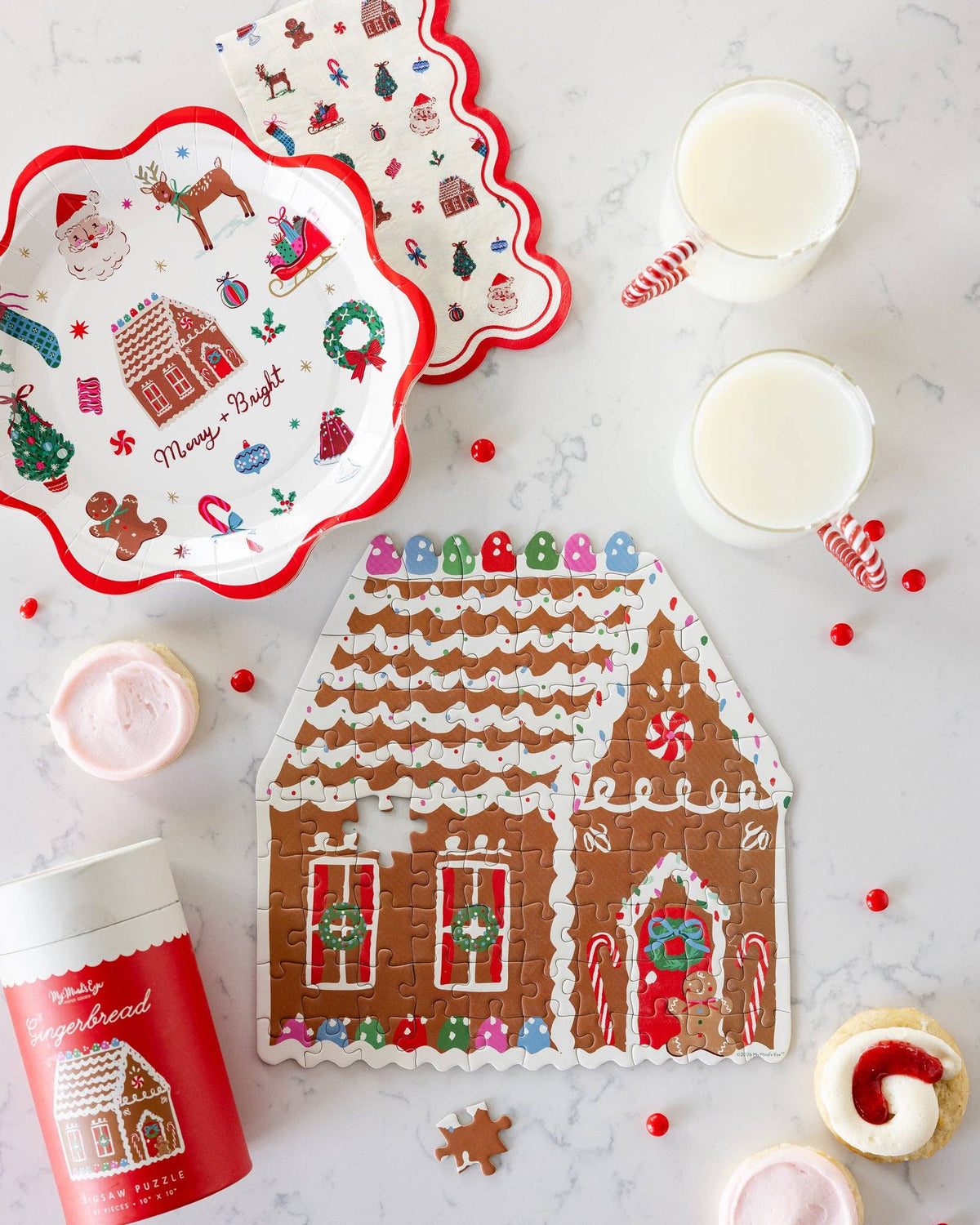 Gingerbread House Shaped Jigsaw Puzzle 87pc