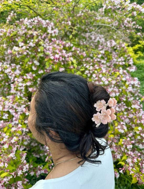 Hand-painted Cherry Blossom Flower Claw Hair Clip