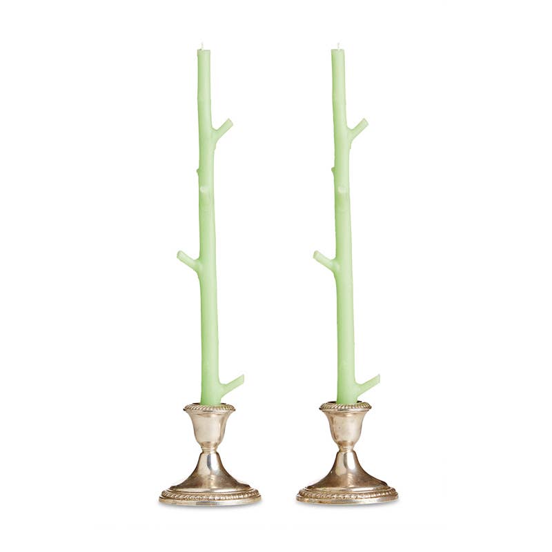 Stick Candles Maple / Pair Forest Green