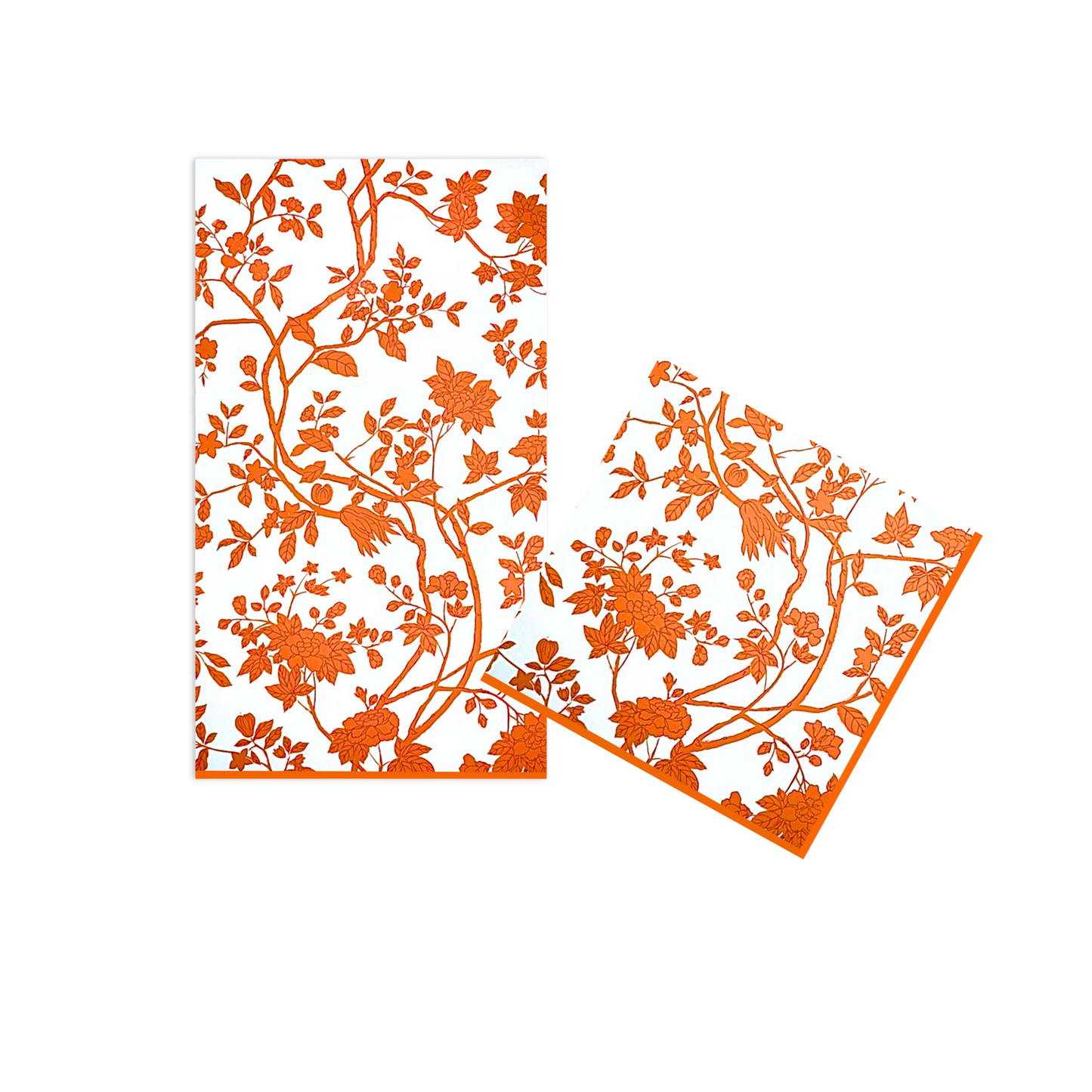Orange Chinoiserie Cocktail Napkins