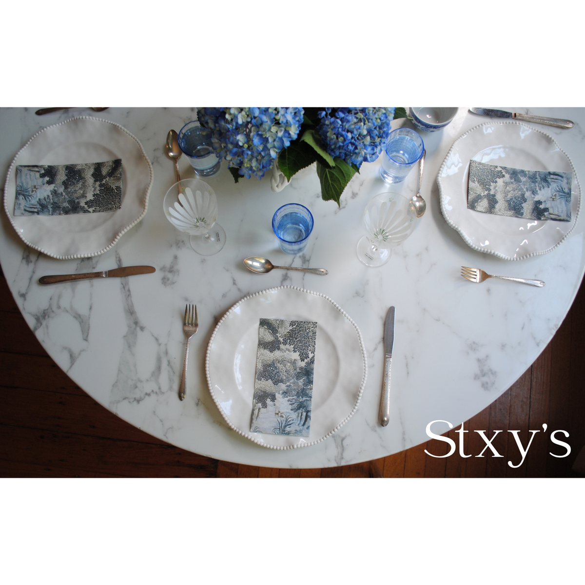 Blue Antique Toile Paper Guest Napkins