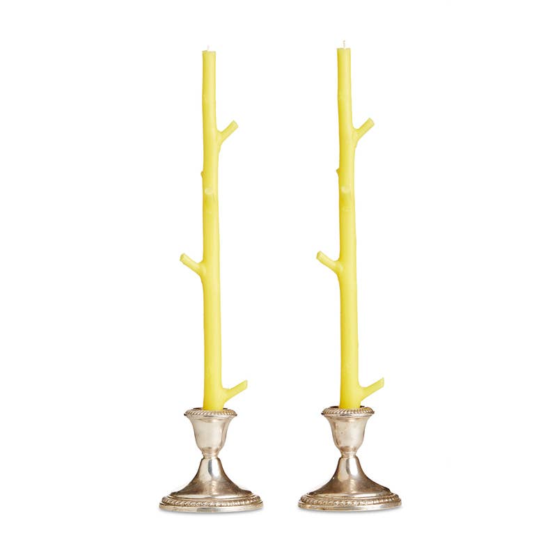 Stick Candles Maple / Pair Forest Green
