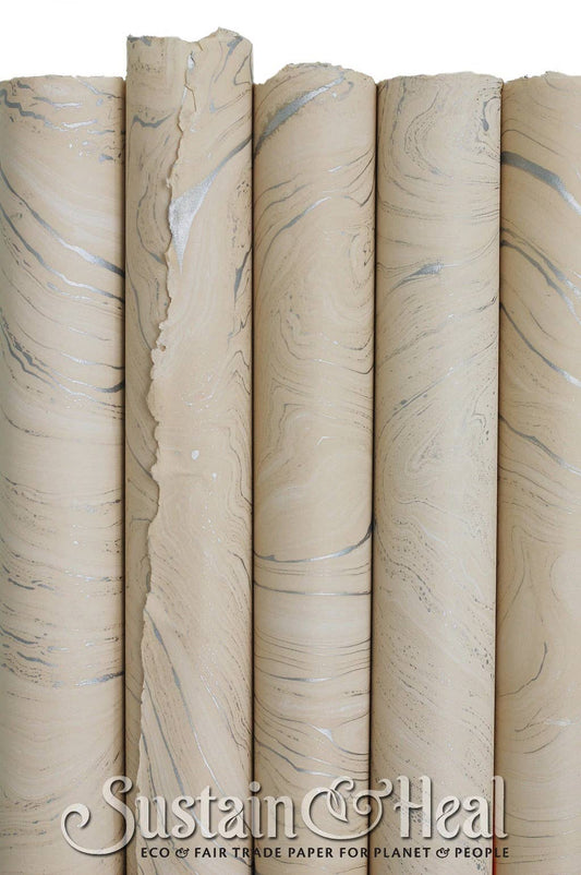 Cream and Silver Marble Sheet #148