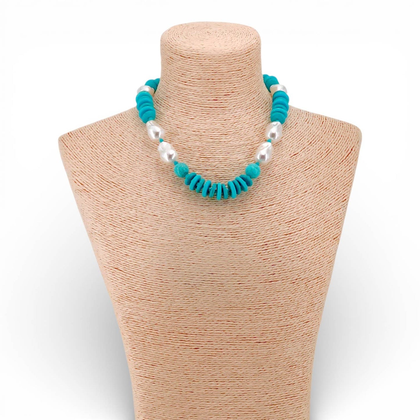 Beaded Turquoise & Pearl Necklace | Summer Statement Jewelry