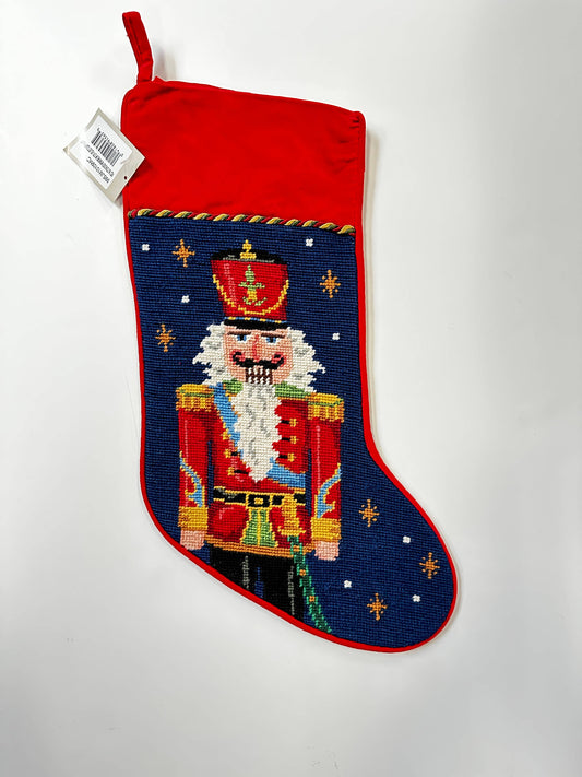 Red Nutcracker w/Sword Needlepoint Stocking