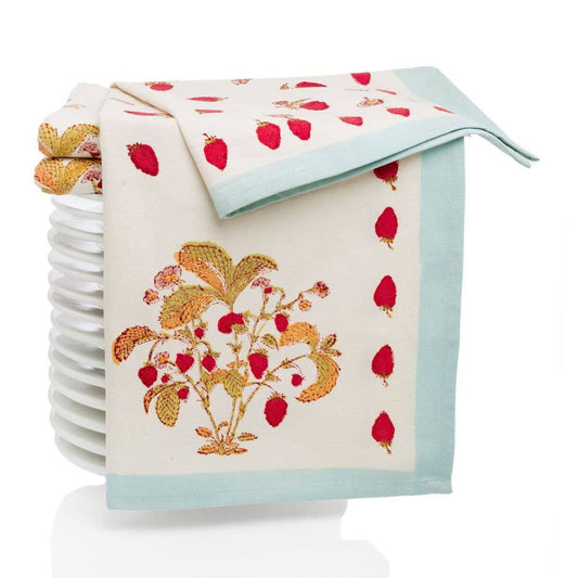 Strawberry Blue Tea Towels