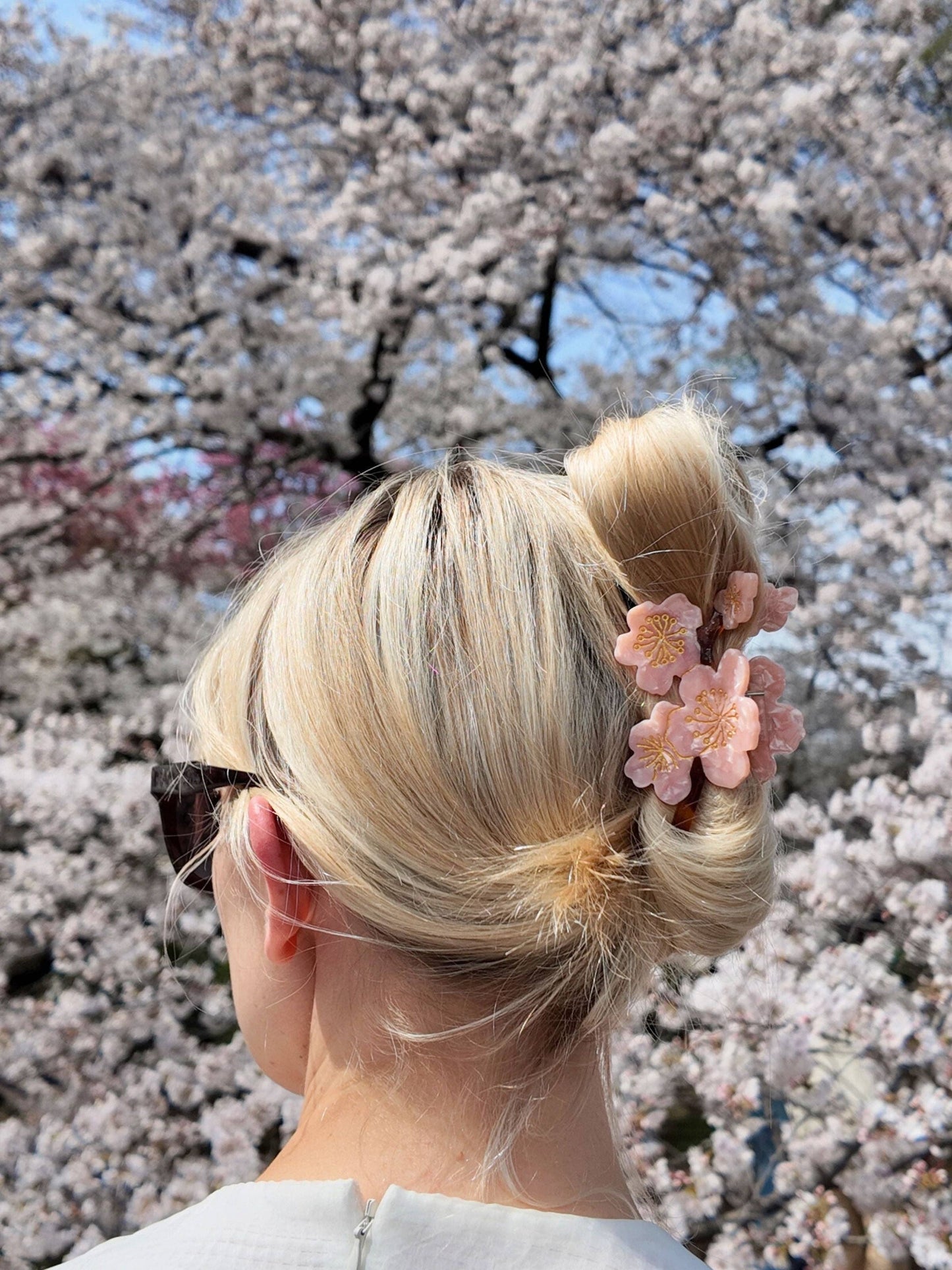 Hand-painted Cherry Blossom Flower Claw Hair Clip
