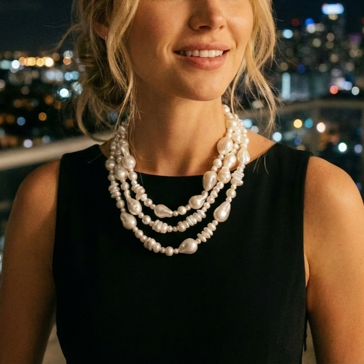 Chunky Coastal Pearl Necklace | Handmade Statement Jewelry