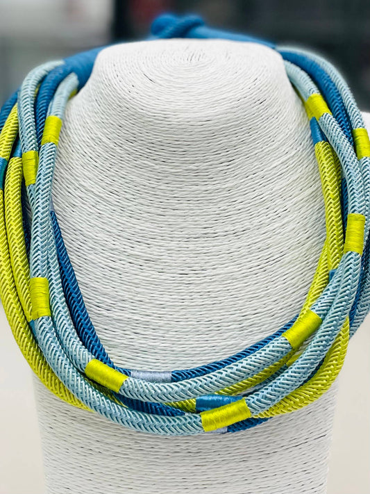 Slub 8-Strand Necklace (blue multi)