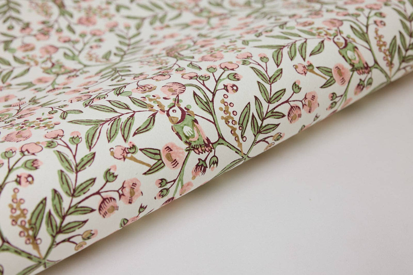 Block Printed Wrapping Paper Sheets - BP Song Birds Blush