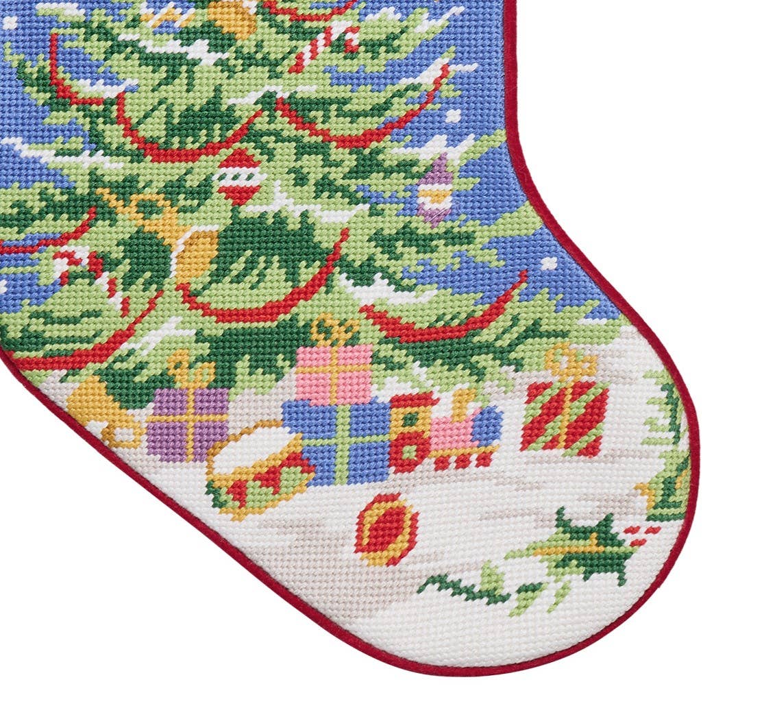 Christmas Tree Embroidered Stocking