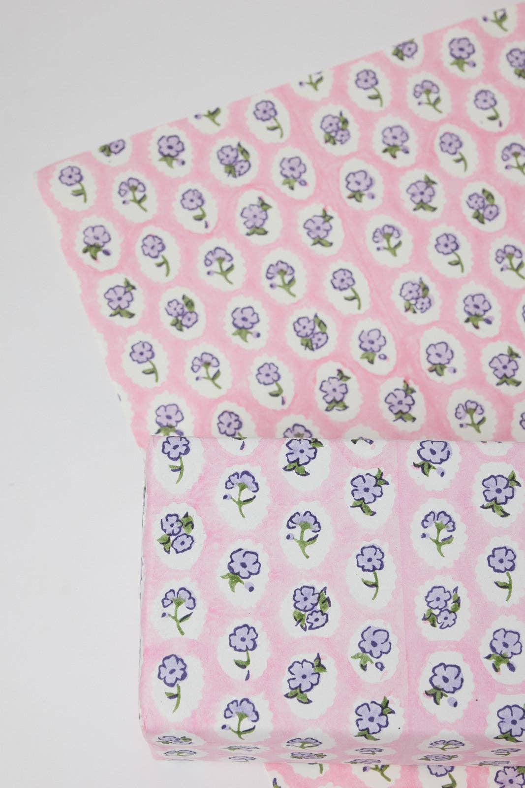 Block Printed Wrapping Paper Sheets - BP Scallop Tiles Violet Meringue