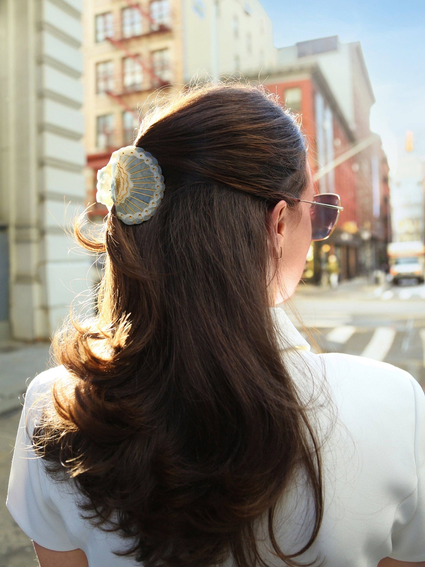 Hand-painted Scallop Seashell Claw Hair Clip | Eco-Friendly