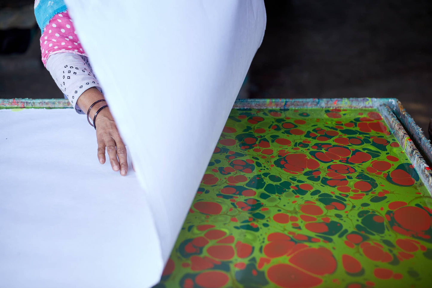 Hand Marbled Wrapping Paper Sheets - Neon Stone
