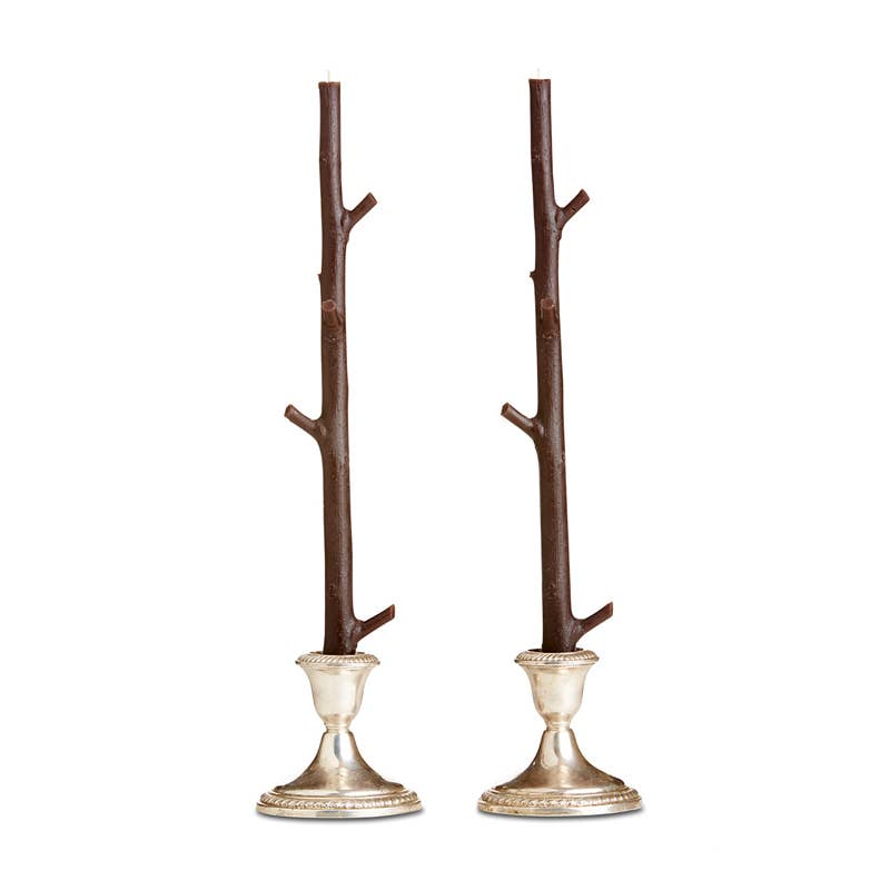 Stick Candles Maple / Pair Forest Green