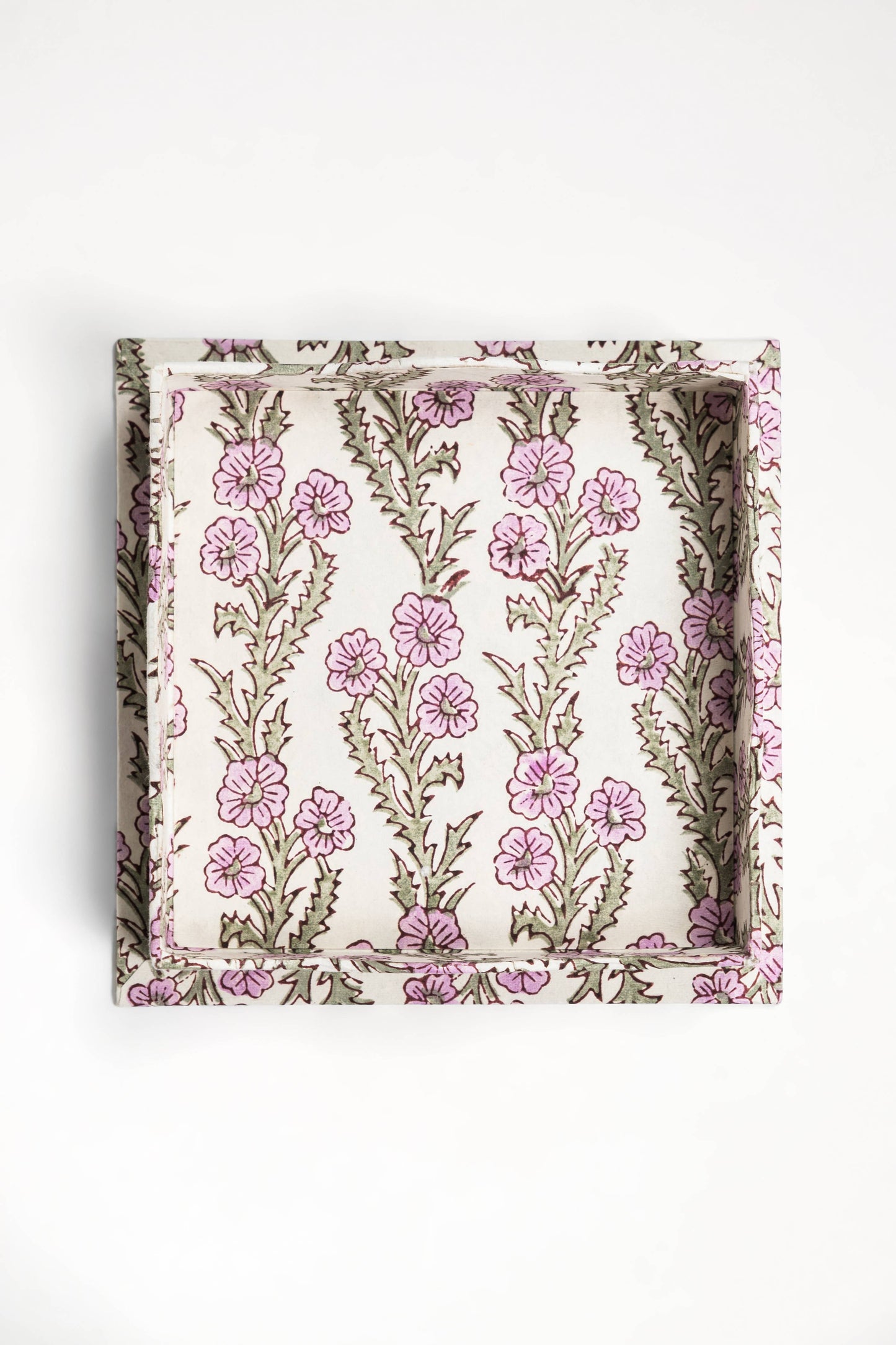 Scalloped Block print Tray-  Purple Forget-Me-Not