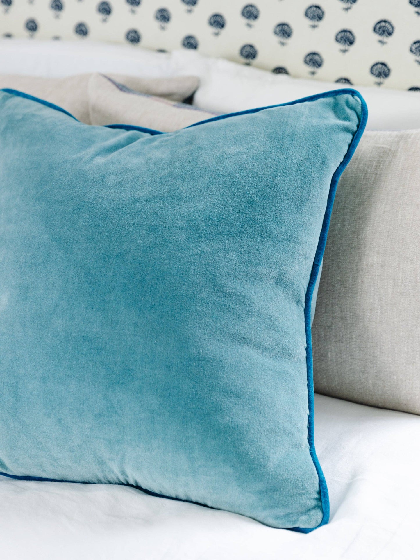 Charliss Velvet Pillow - Aqua + Peacock: WITH INSERT