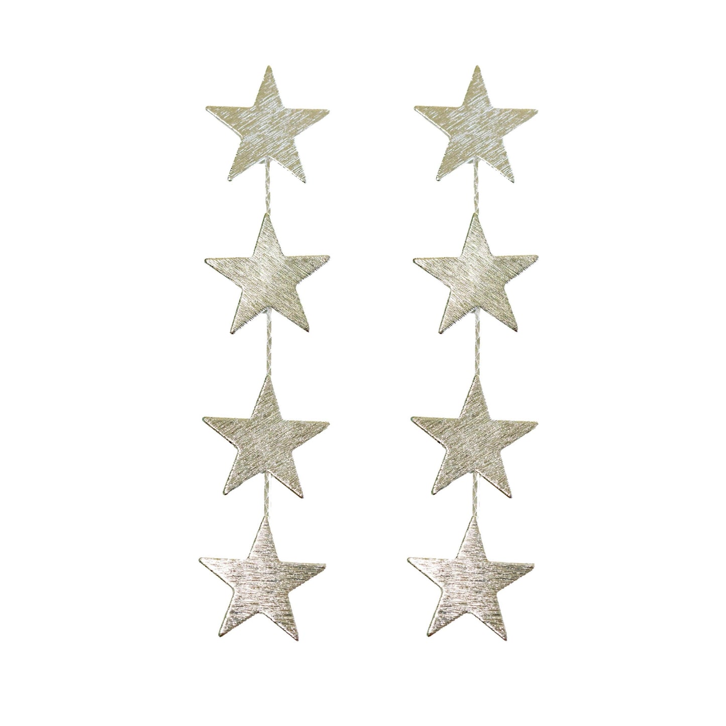 Silver Star Duster Drop Statement Earrings