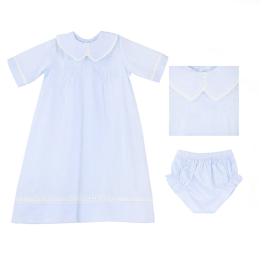 BABY SIMPLE COTTON DAYGOWN: Blue / 0-3M