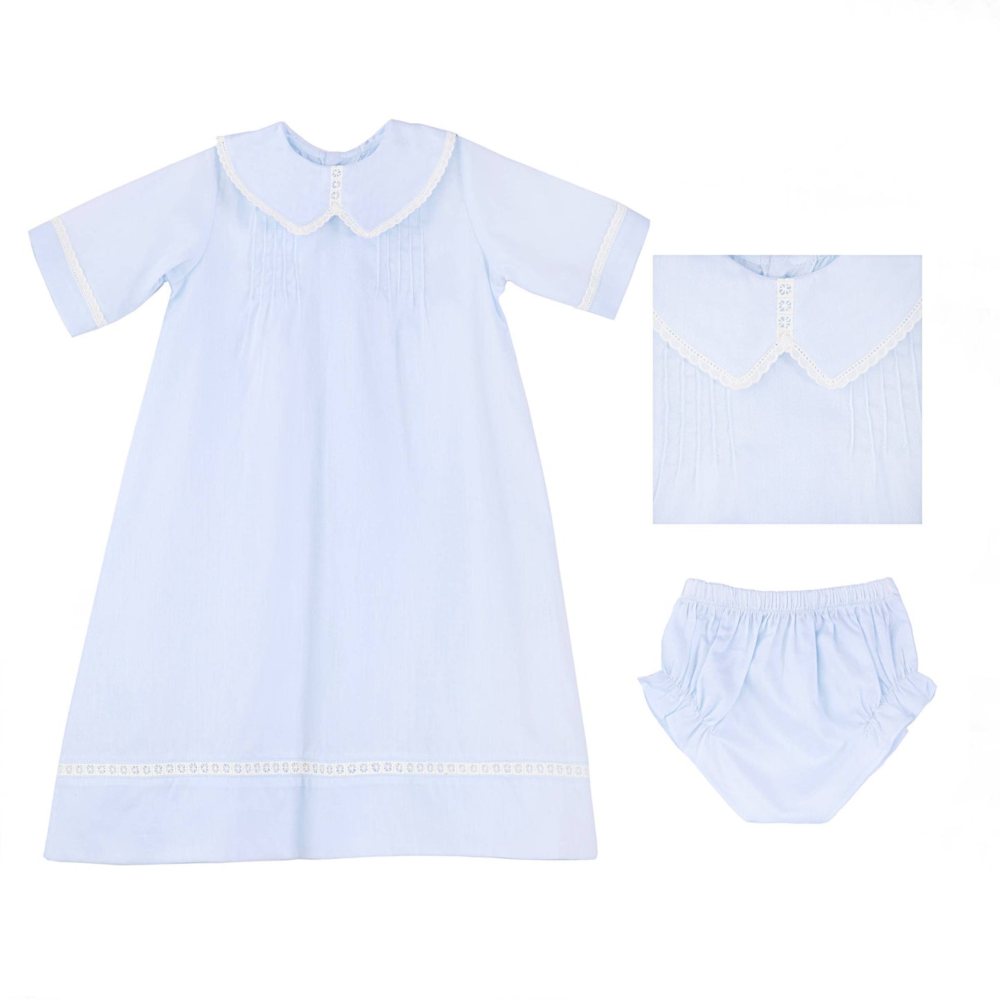 BABY SIMPLE COTTON DAYGOWN: Blue / 3-6M