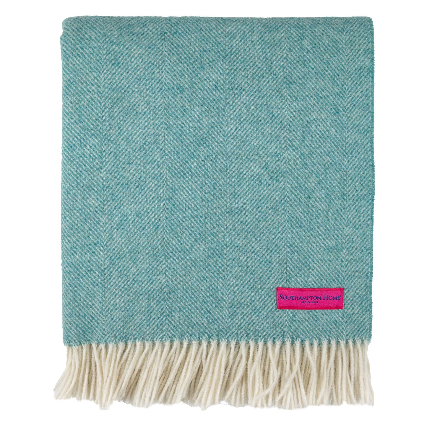 Southampton Home Wool Herringbone Throw (Aqua)