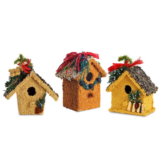 Holiday Birdie Cottage Treat with fence