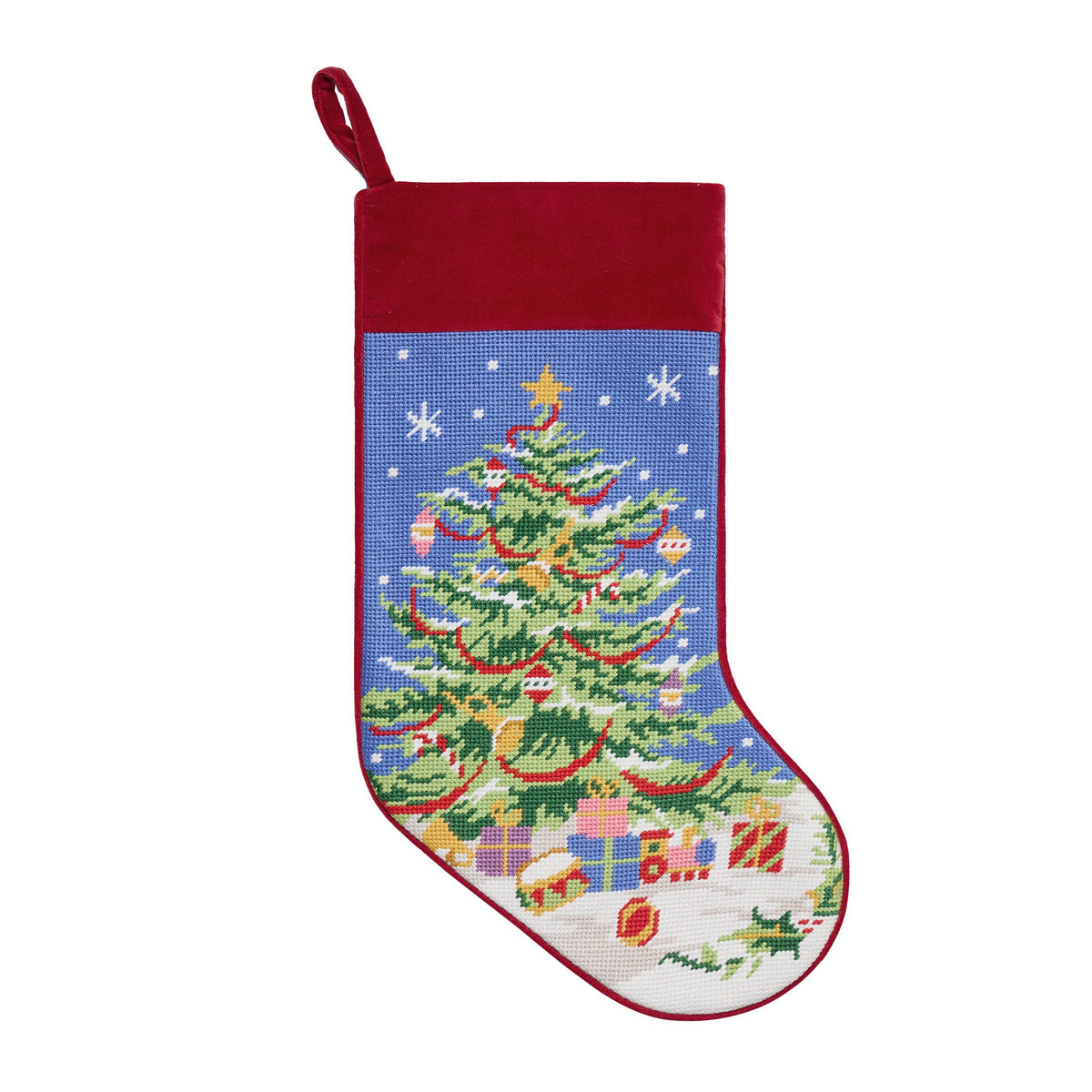 Christmas Tree Embroidered Stocking