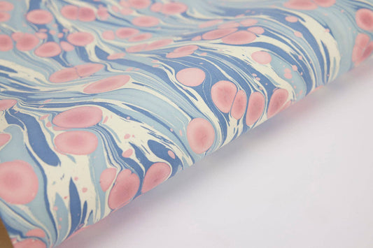 Hand Marbled Wrapping Paper Sheets - Cosmos Hydrangea