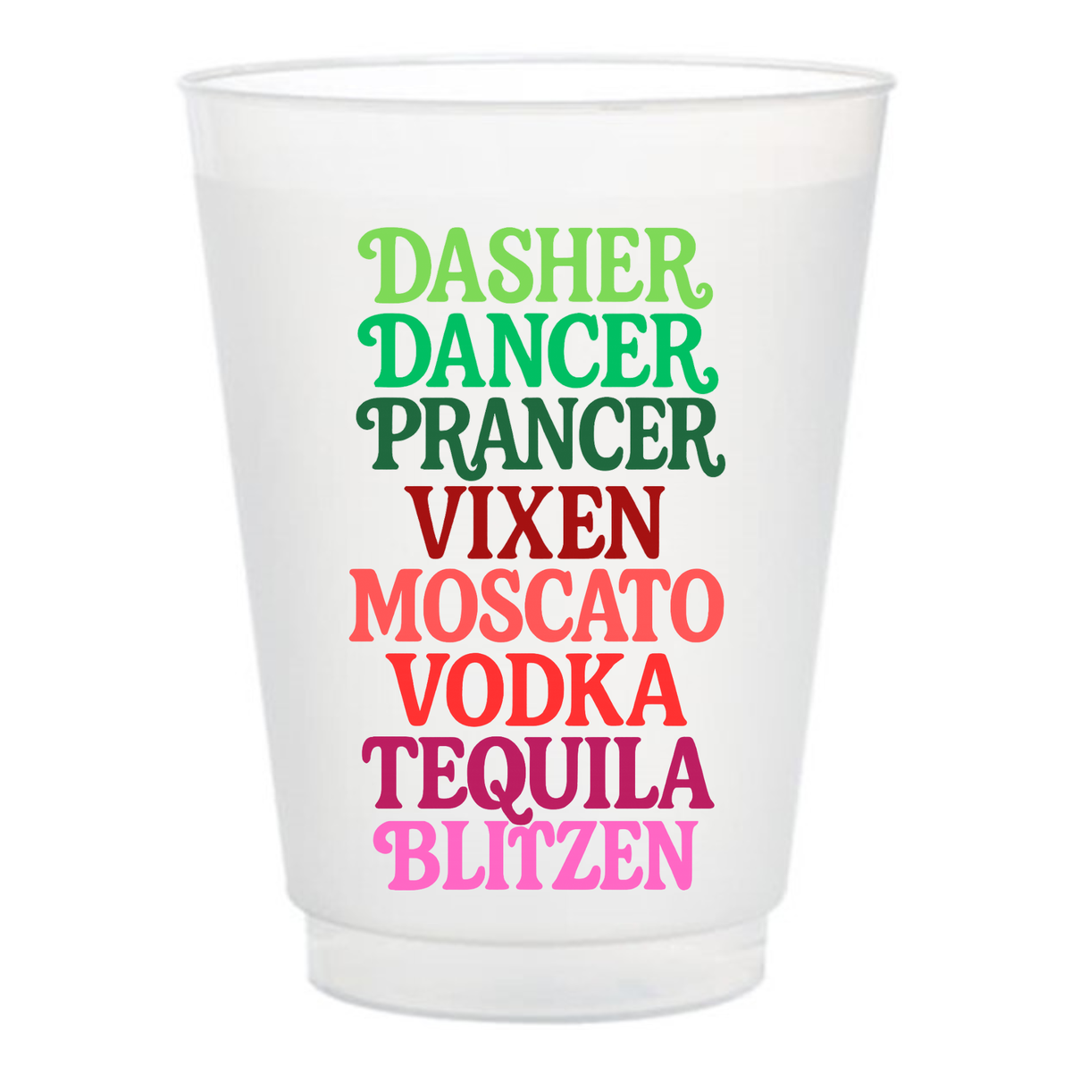 Moscato Vodka Tequila Blitzen Frosted Cups