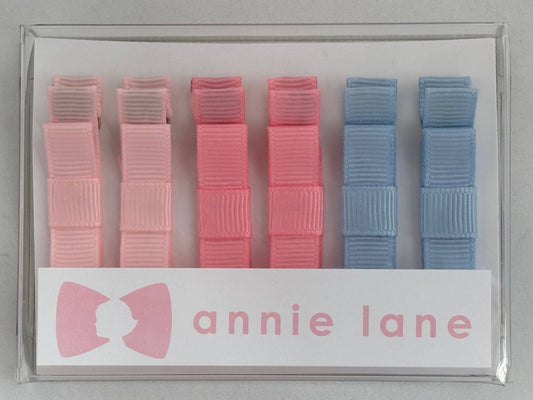 Box of 6 hair bows - pink/blue pairs