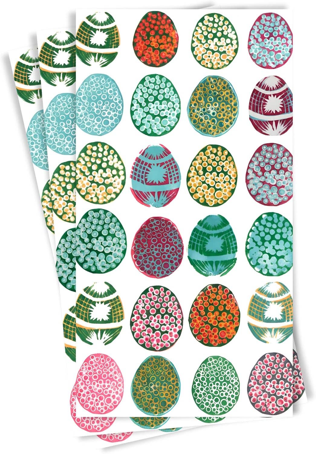 Jewel Toned Block-Print Easter Eggs Paper Guest Napkins