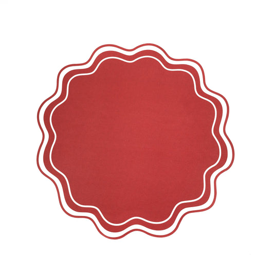 Red Wavy Scallop Paper Placemats