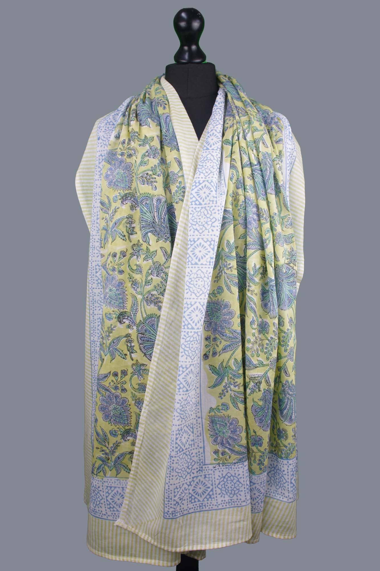 Beach Coverup Sarong Pareo - Lime Sky Floral