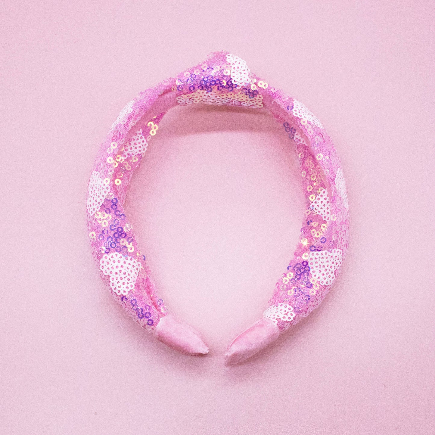 Pink Sequin Heart Headband
