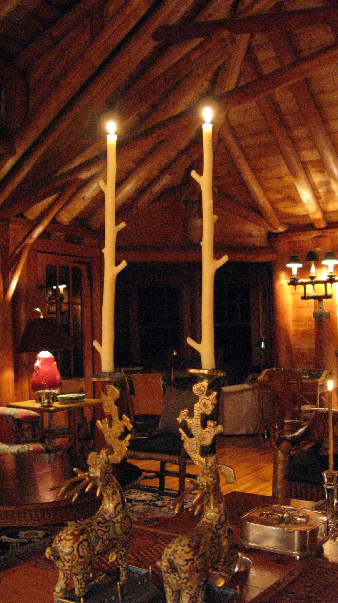 Stick Candles Maple / Pair Forest Green