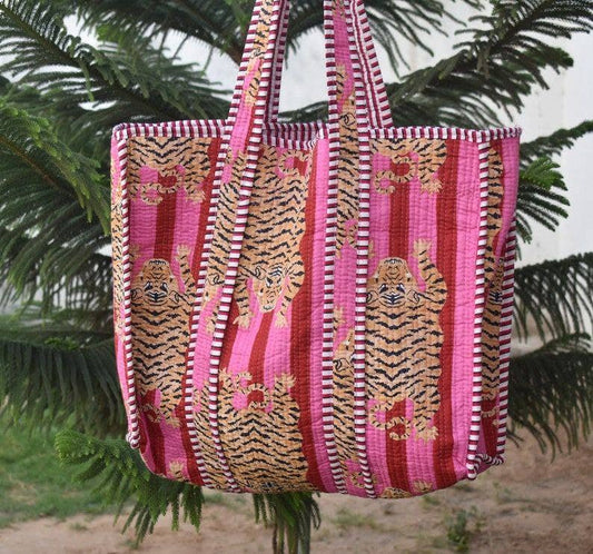 Tiger Hand Block Printed Bag